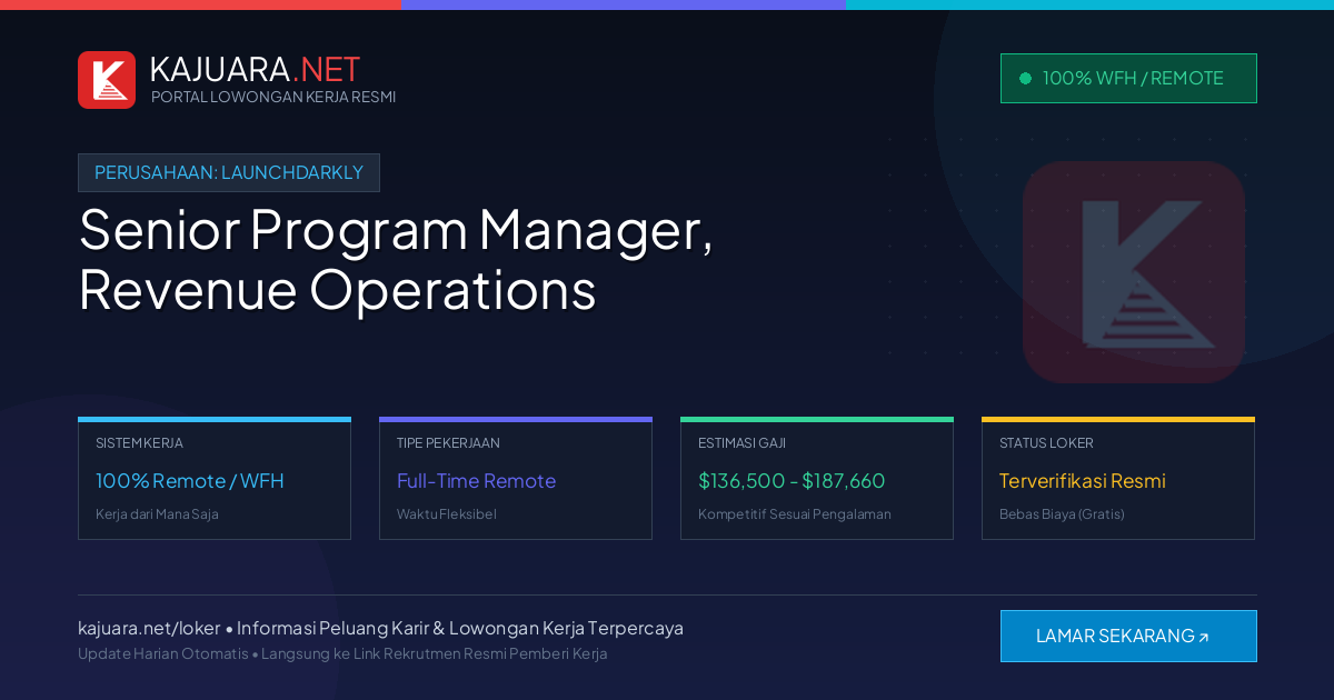 Lowongan Kerja Remote: Senior Program Manager, Revenue Operations di LaunchDarkly