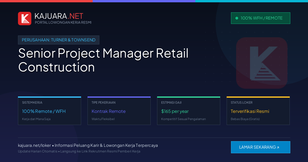 Lowongan Kerja Remote: Senior Project Manager Retail Construction di Turner & Townsend