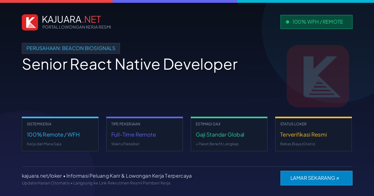Lowongan Kerja Remote: Senior React Native Developer di Beacon Biosignals
