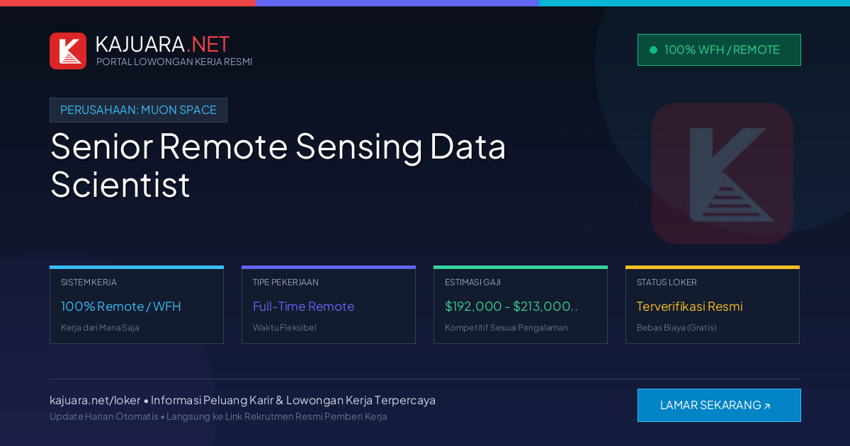 Lowongan Kerja Remote: Senior Remote Sensing Data Scientist di Muon Space