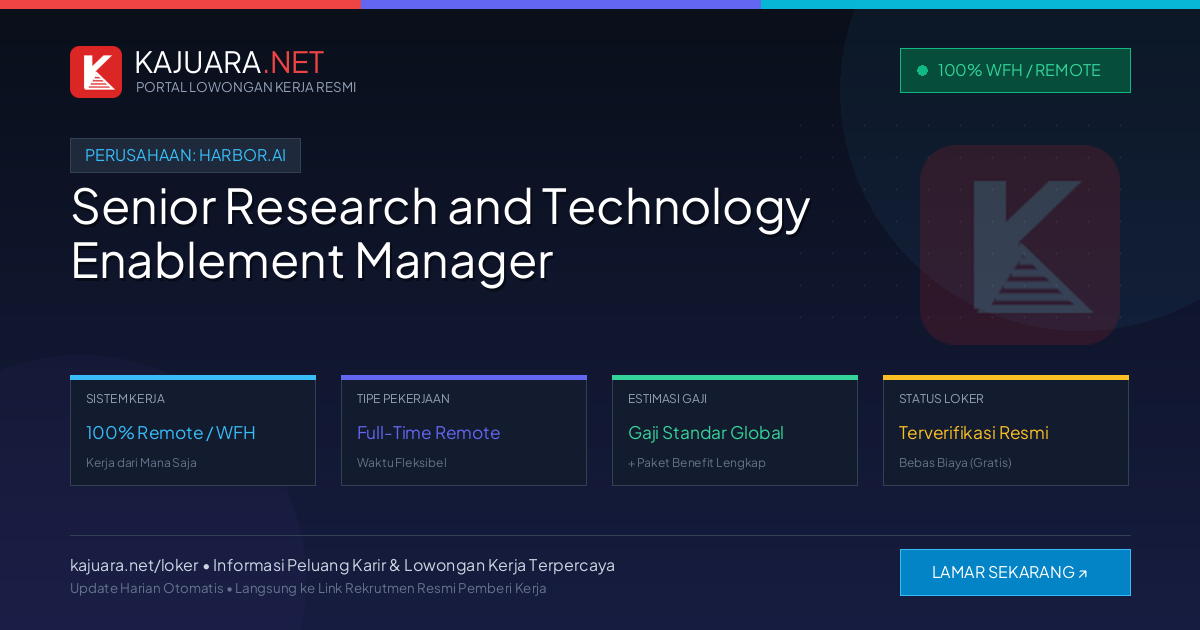 Lowongan Kerja Remote: Senior Research and Technology Enablement Manager di Harbor.ai
