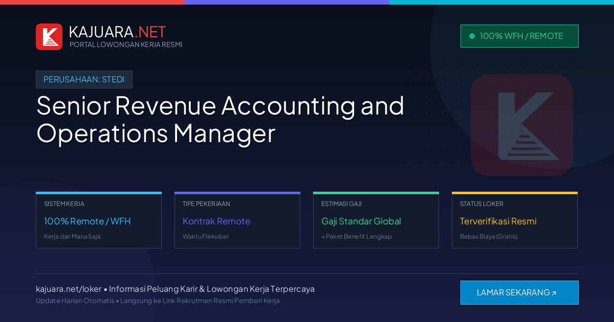 Lowongan Kerja Remote: Senior Revenue Accounting and Operations Manager di Stedi
