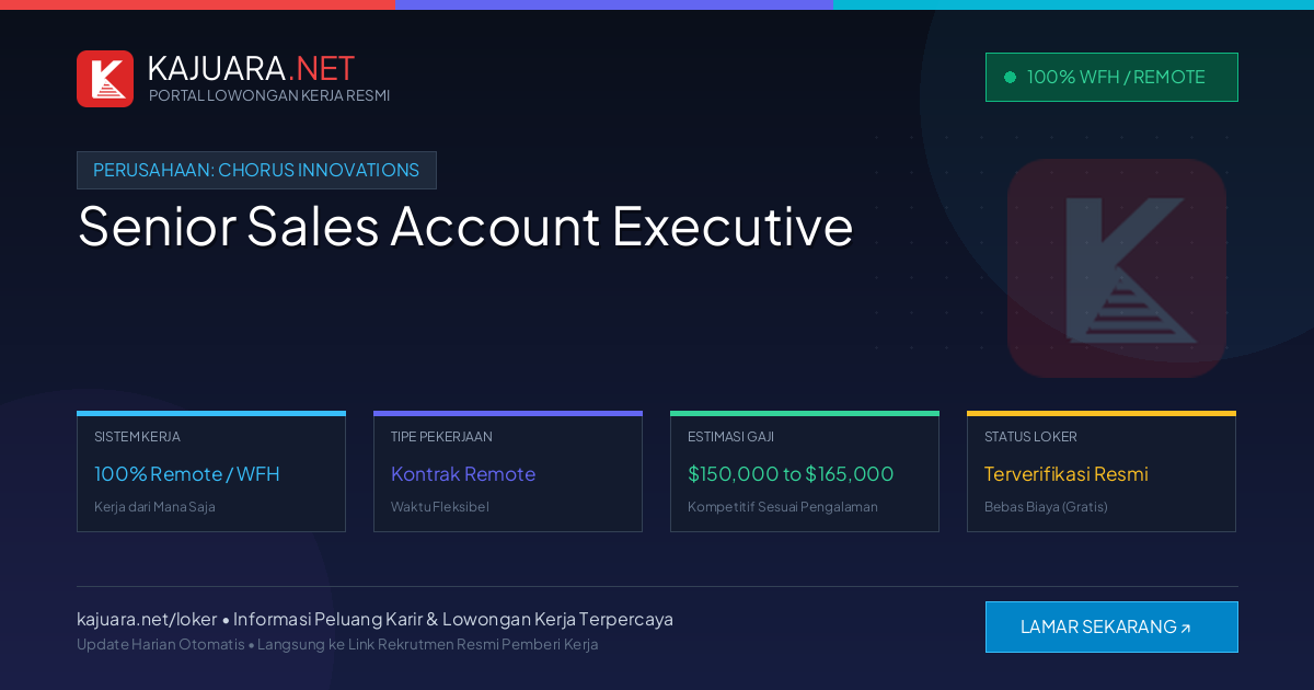 Lowongan Kerja Remote: Senior Sales Account Executive di Chorus Innovations