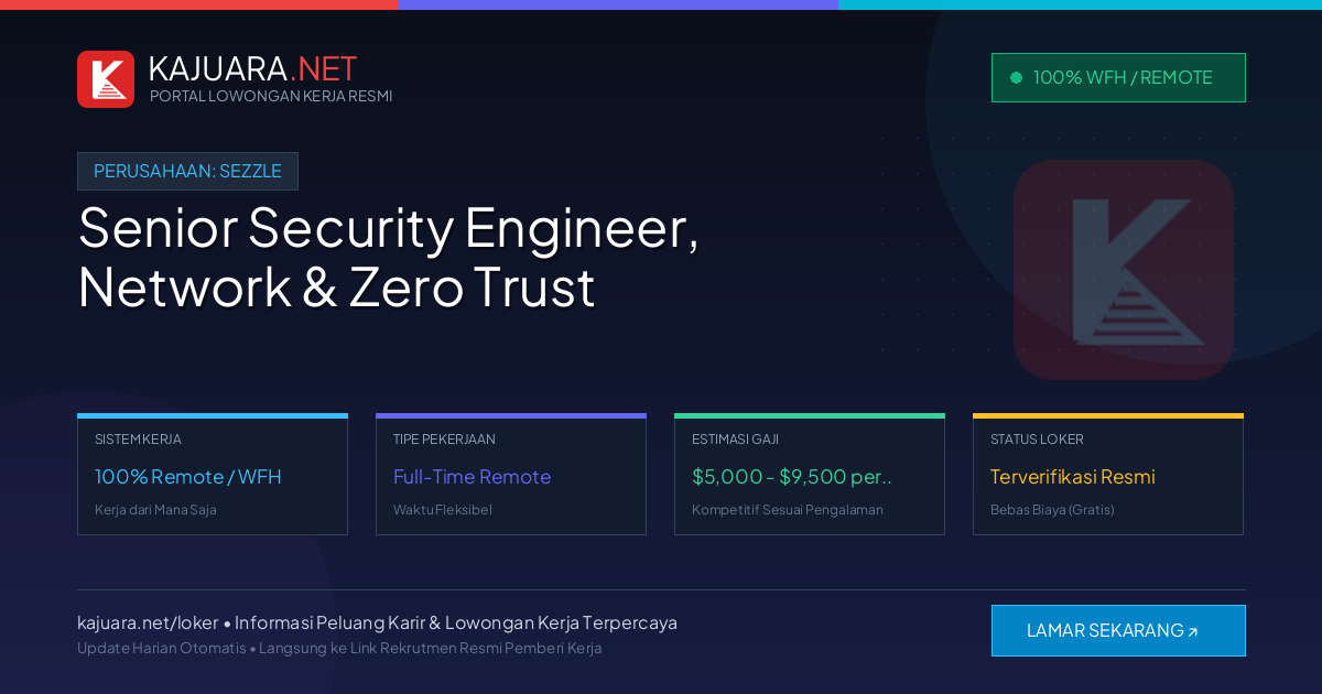 [Remote / WFH] Senior Security Engineer, Network & Zero Trust at Sezzle ($5,000 - $9,500 per month)