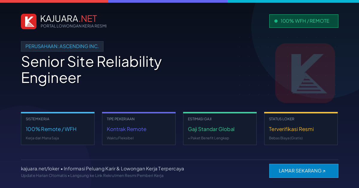 Lowongan Kerja Remote: Senior Site Reliability Engineer di ASCENDING Inc.