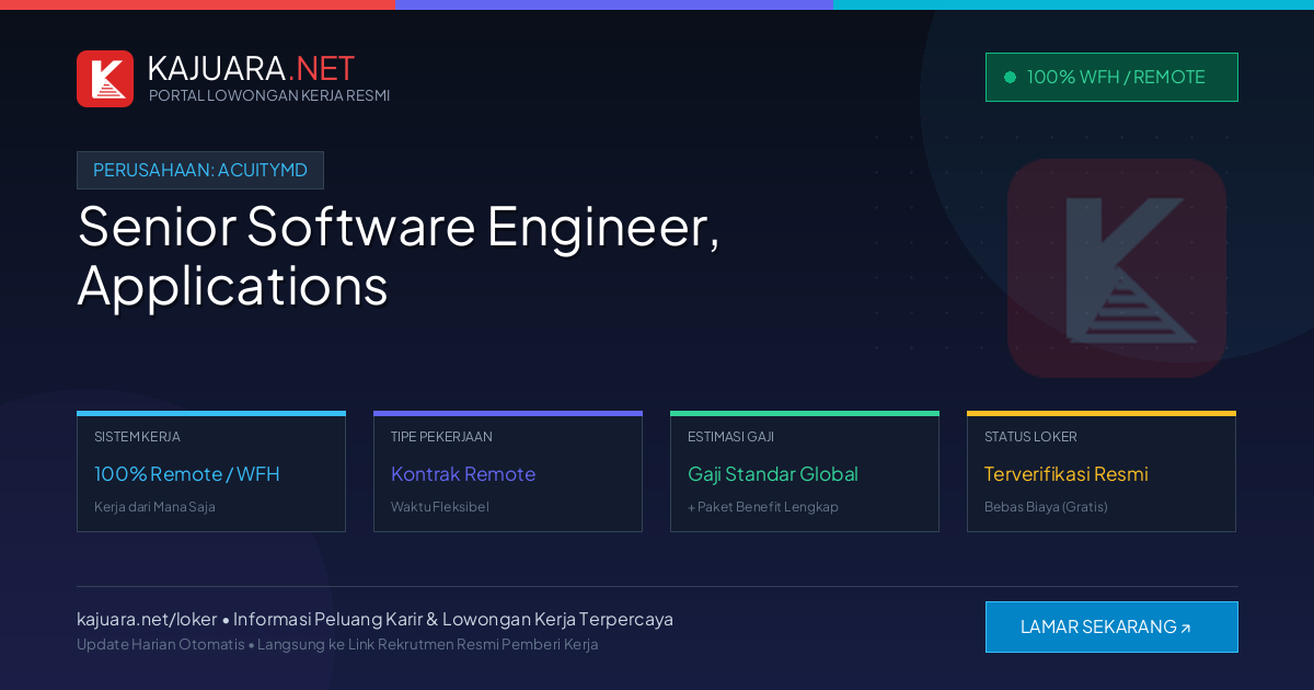 Lowongan Kerja Remote: Senior Software Engineer, Applications di AcuityMD