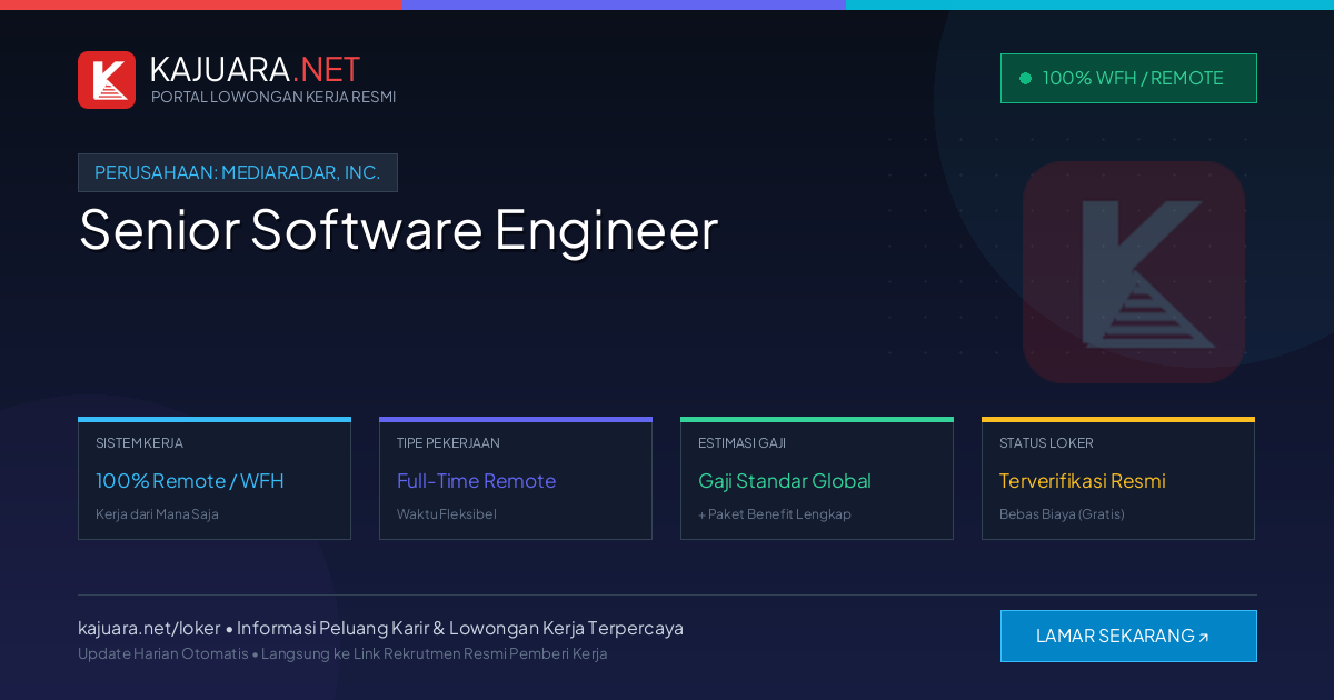 Lowongan Kerja Remote: Senior Software Engineer di MediaRadar, Inc.