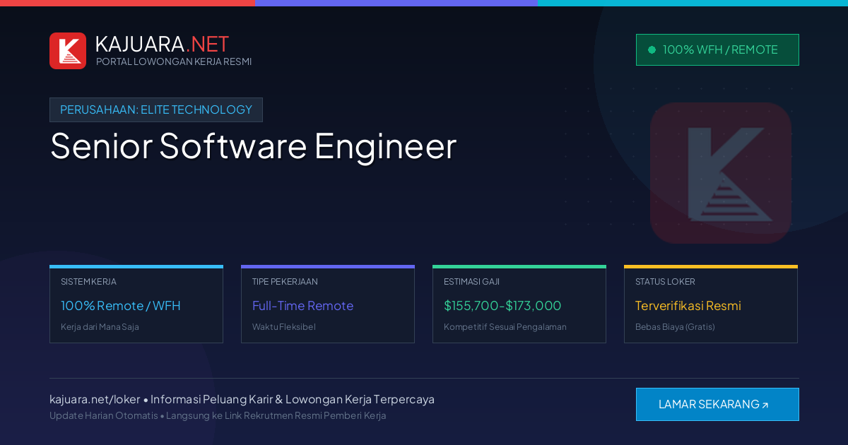 Lowongan Kerja Remote: Senior Software Engineer di Elite Technology