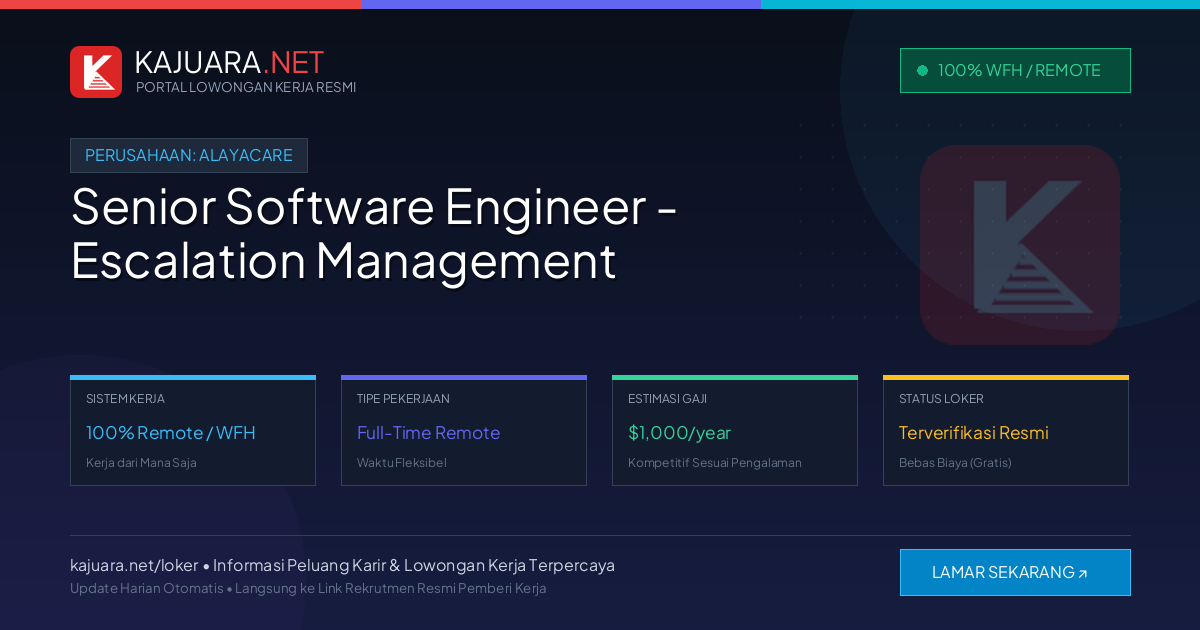 Lowongan Kerja Remote: Senior Software Engineer - Escalation Management di AlayaCare