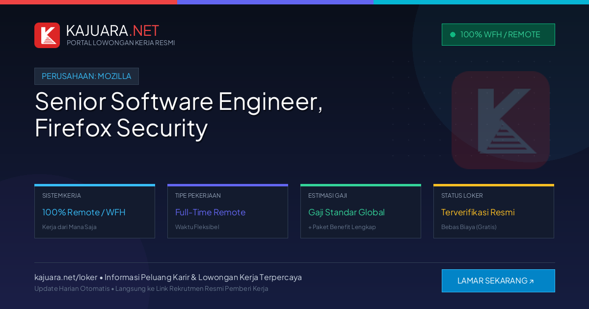 Lowongan Kerja Remote: Senior Software Engineer, Firefox Security di Mozilla