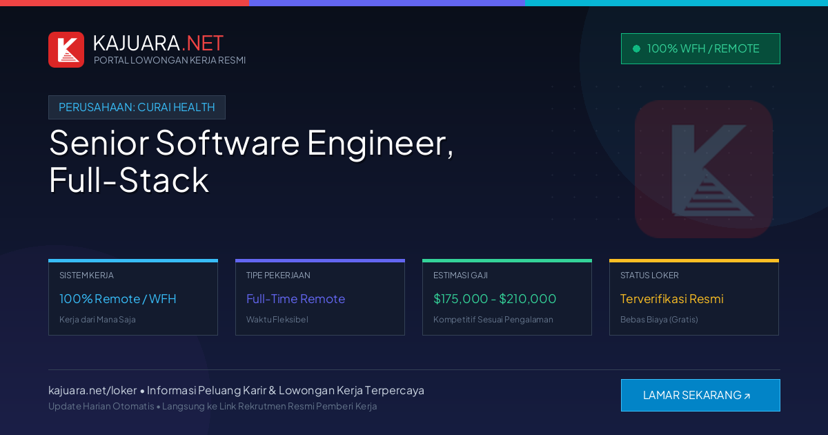 Lowongan Kerja Remote: Senior Software Engineer, Full-Stack di Curai Health