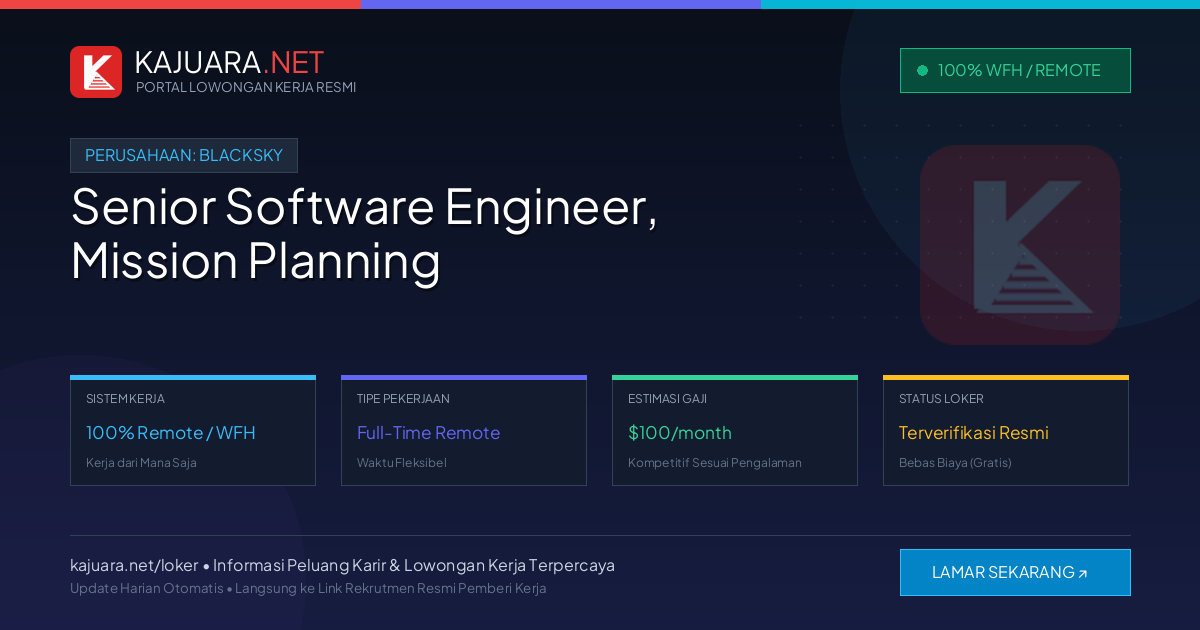 Lowongan Kerja Remote: Senior Software Engineer, Mission Planning di BlackSky