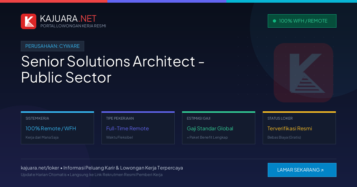 Lowongan Kerja Remote: Senior Solutions Architect - Public Sector di Cyware