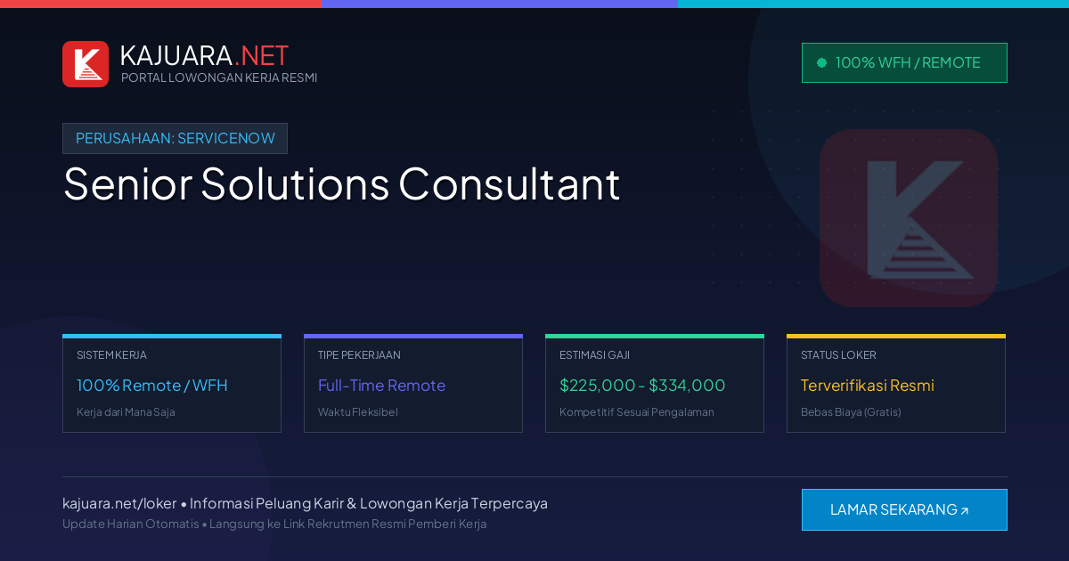 Lowongan Kerja Remote: Senior Solutions Consultant di ServiceNow