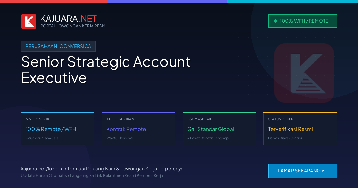 Lowongan Kerja Remote: Senior Strategic Account Executive di Conversica