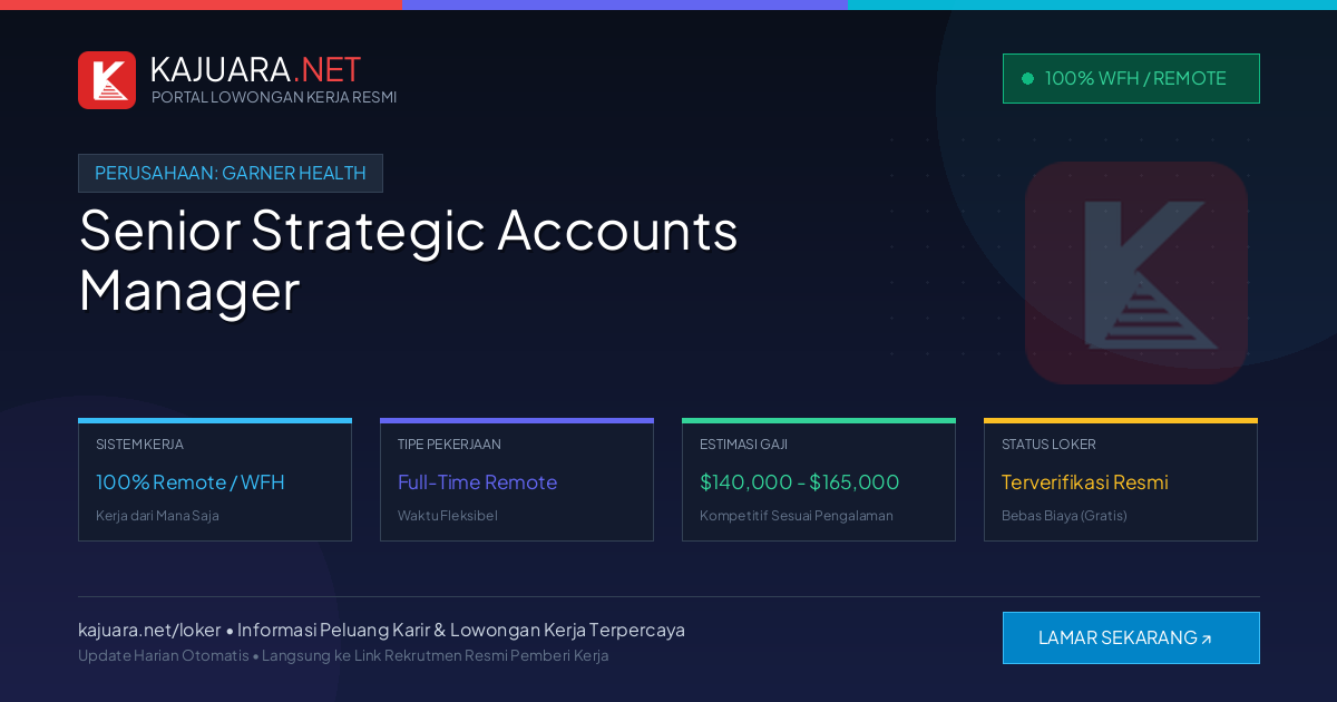 Lowongan Kerja Remote: Senior Strategic Accounts Manager di Garner Health