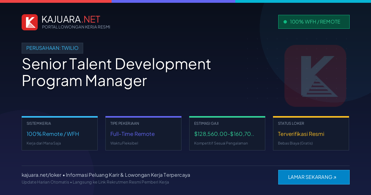 Lowongan Kerja Remote: Senior Talent Development Program Manager di Twilio