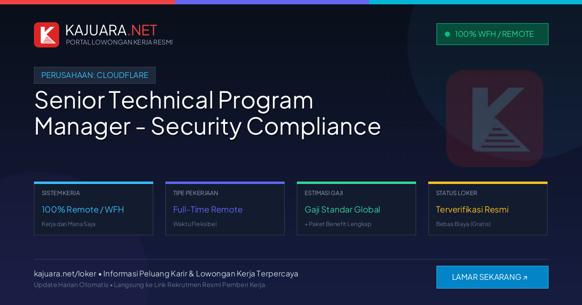 Lowongan Kerja Remote: Senior Technical Program Manager - Security Compliance di Cloudflare