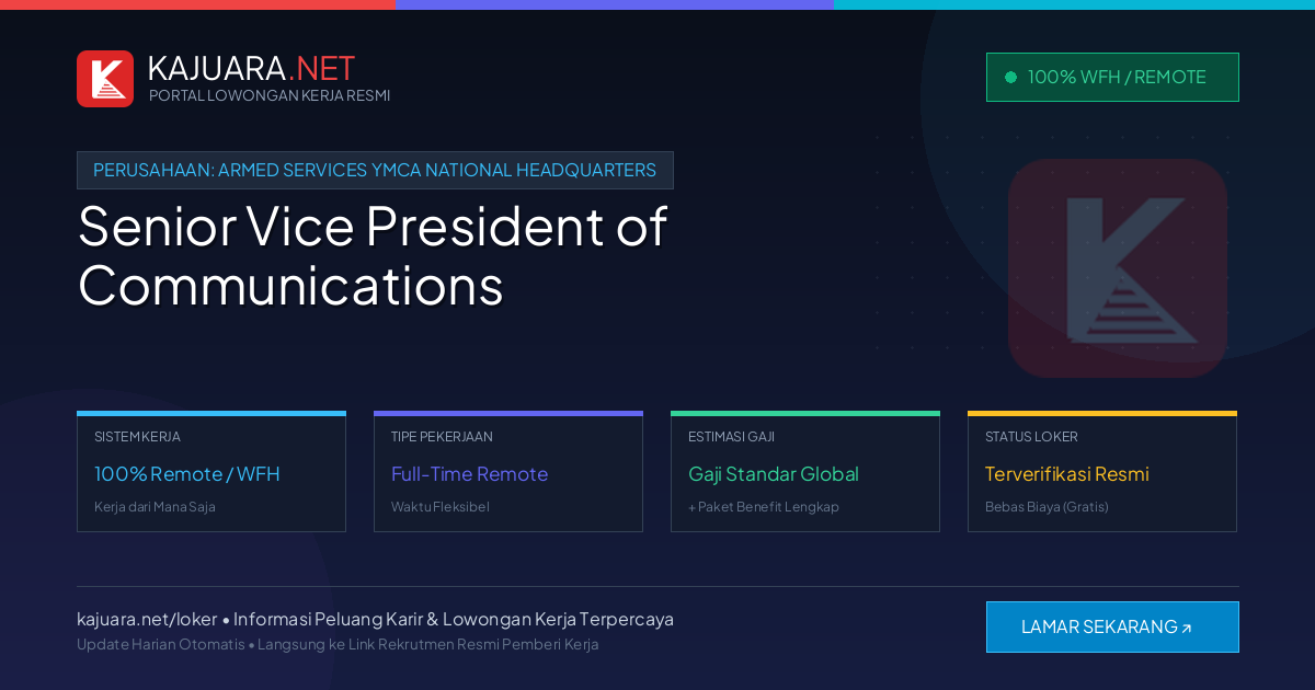 Lowongan Kerja Remote: Senior Vice President of Communications di Armed Services YMCA National Headquarters