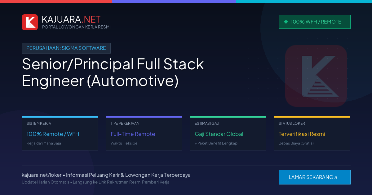 [Work From Home] Senior/Principal Full Stack Engineer (Automotive) at Sigma Software – Apply Online