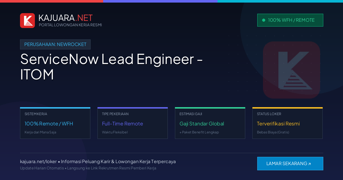 [Work From Home] ServiceNow Lead Engineer - ITOM at NewRocket – Apply Online