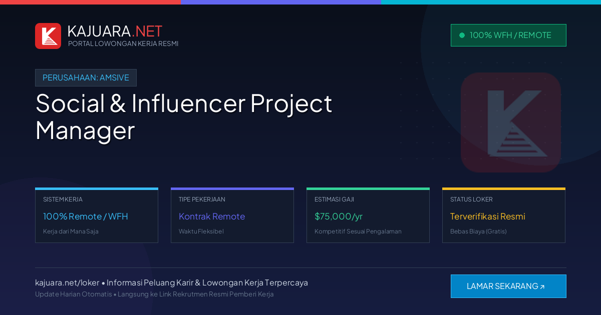 Lowongan Kerja Remote: Social & Influencer Project Manager di Amsive
