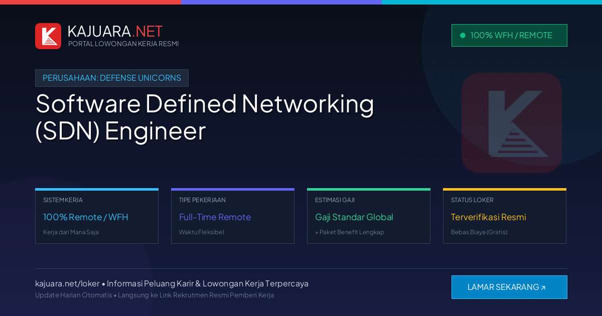Lowongan Kerja Remote: Software Defined Networking (SDN) Engineer di Defense Unicorns