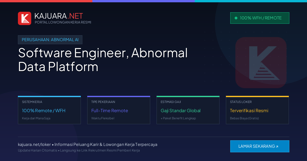 Lowongan Kerja Remote: Software Engineer, Abnormal Data Platform di Abnormal AI
