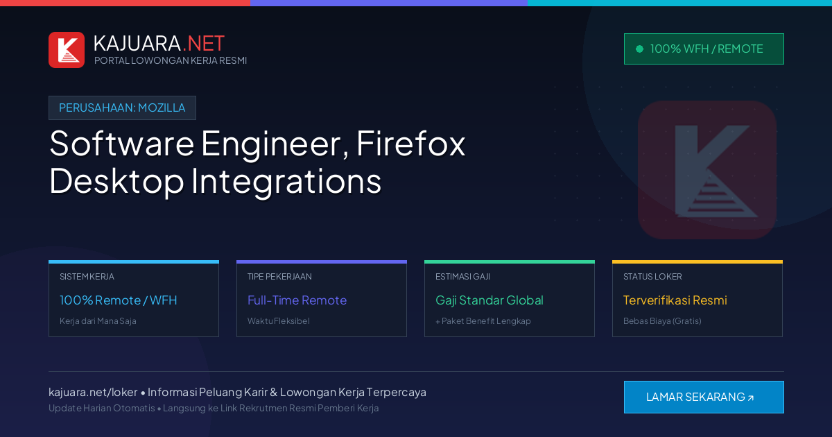 [Work From Home] Software Engineer, Firefox Desktop Integrations at Mozilla – Apply Online