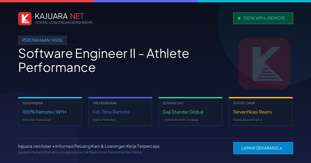 Lowongan Kerja Remote: Software Engineer II - Athlete Performance di Hudl