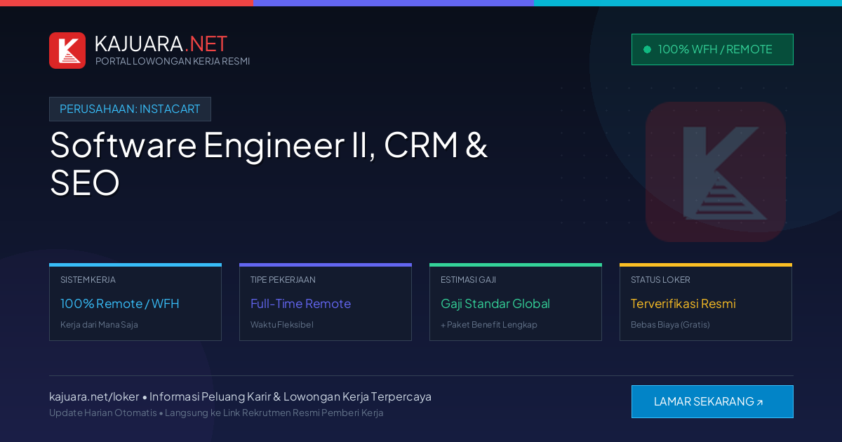 Lowongan Kerja Remote: Software Engineer II, CRM & SEO di Instacart