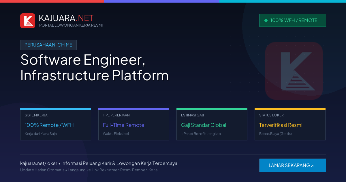 Lowongan Kerja Remote: Software Engineer, Infrastructure Platform di Chime