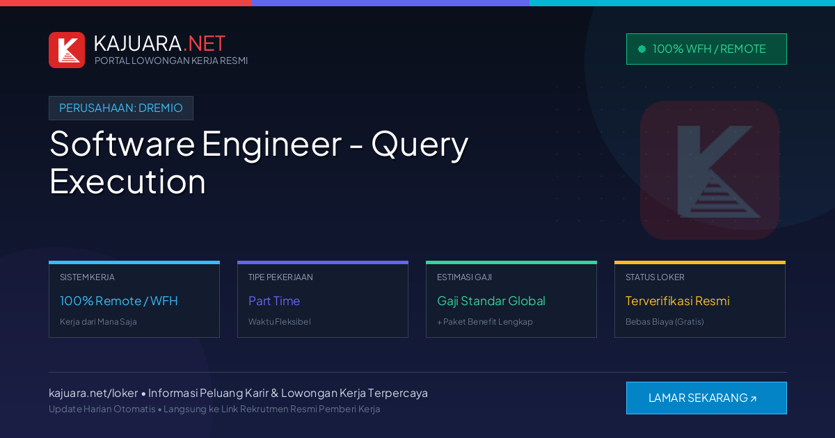 Lowongan Kerja Remote: Software Engineer - Query Execution di Dremio