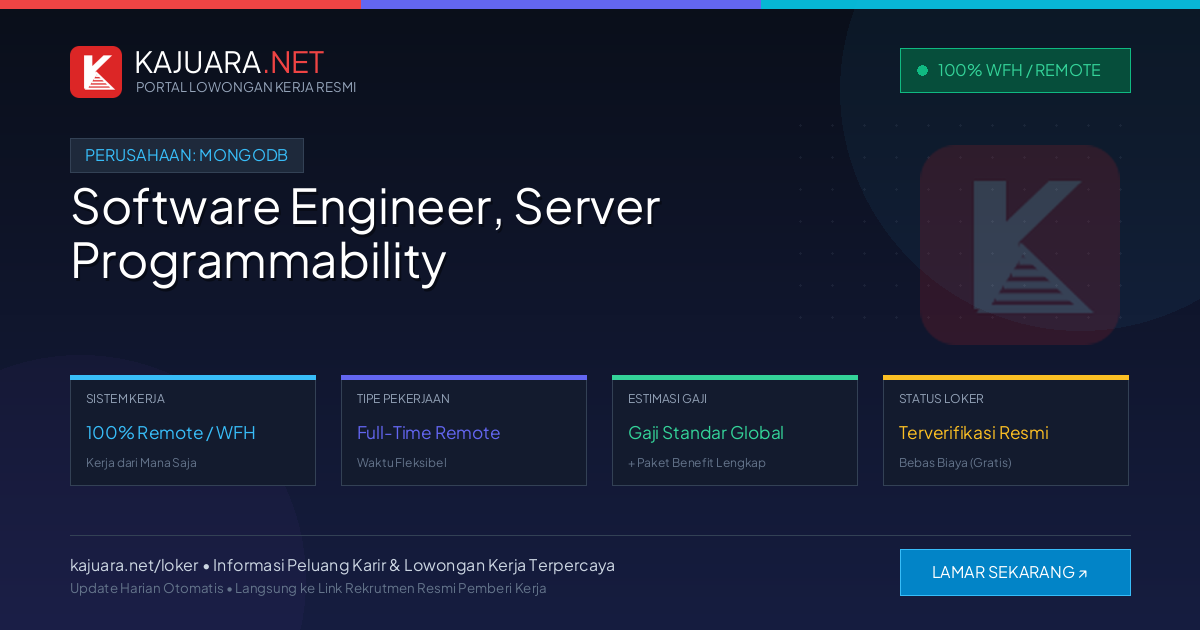 Lowongan Kerja Remote: Software Engineer, Server Programmability di MongoDB