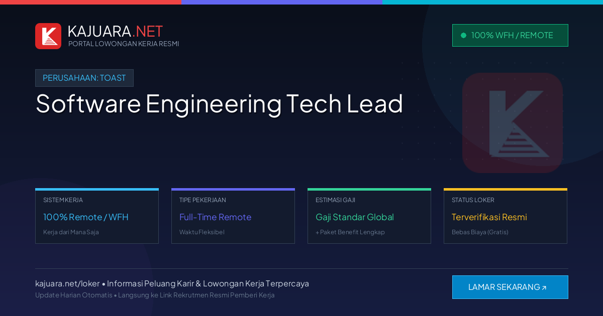 Lowongan Kerja Remote: Software Engineering Tech Lead di Toast