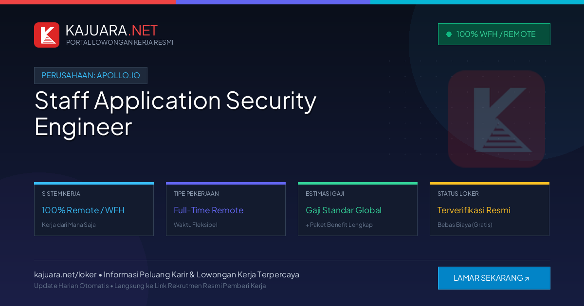 Lowongan Kerja Remote: Staff Application Security Engineer di Apollo.io
