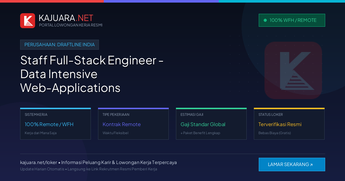 Lowongan Kerja Remote: Staff Full-Stack Engineer - Data Intensive Web-Applications - Personalization di Draftline India