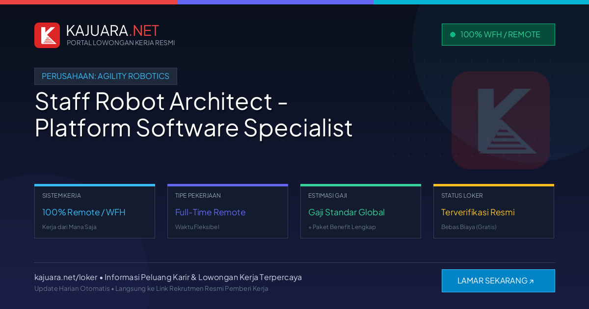 [Remote / WFH] Staff Robot Architect - Platform Software Specialist at Agility Robotics – Immediate Opening