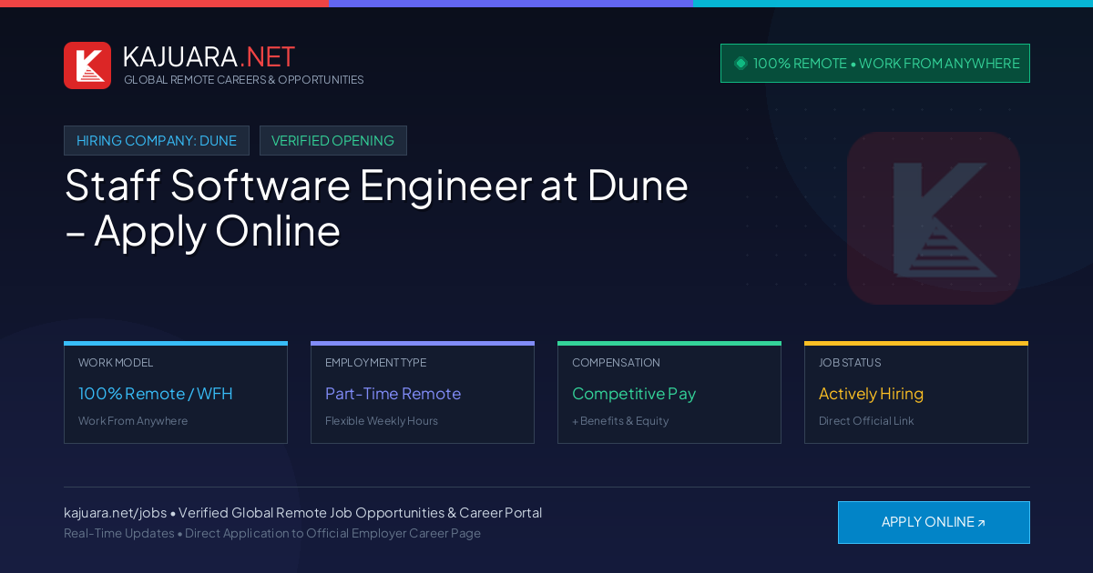 [Work From Home] Staff Software Engineer at Dune – Apply Online