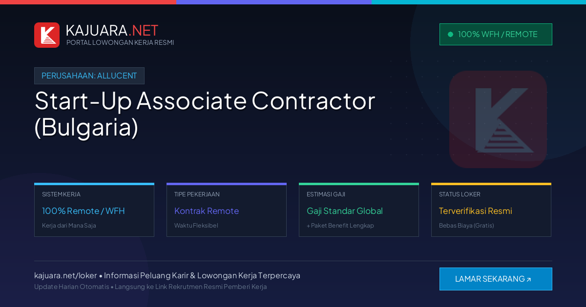 Lowongan Kerja Remote: Start-Up Associate Contractor (Bulgaria) di Allucent