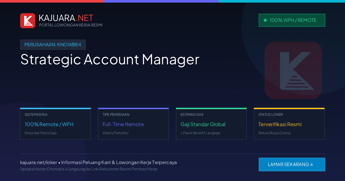 Lowongan Kerja Remote: Strategic Account Manager di KnowBe4