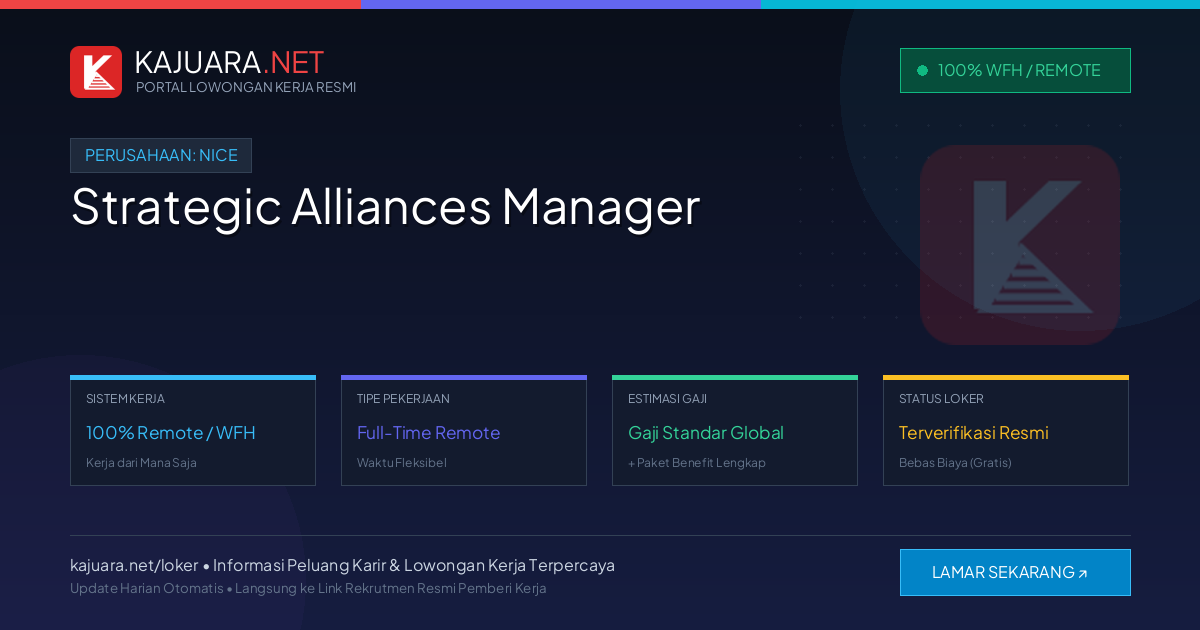 Lowongan Kerja Remote: Strategic Alliances Manager di NiCE