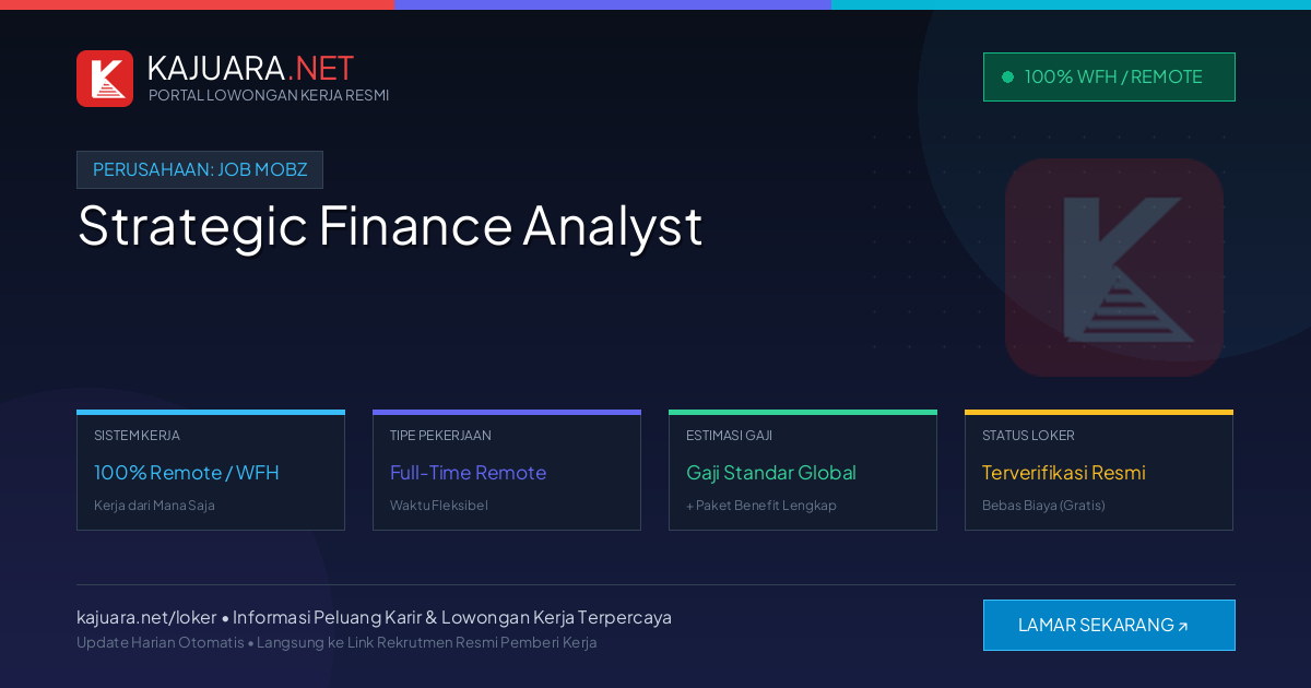 [100% Remote] Strategic Finance Analyst at Job Mobz – Hiring Now
