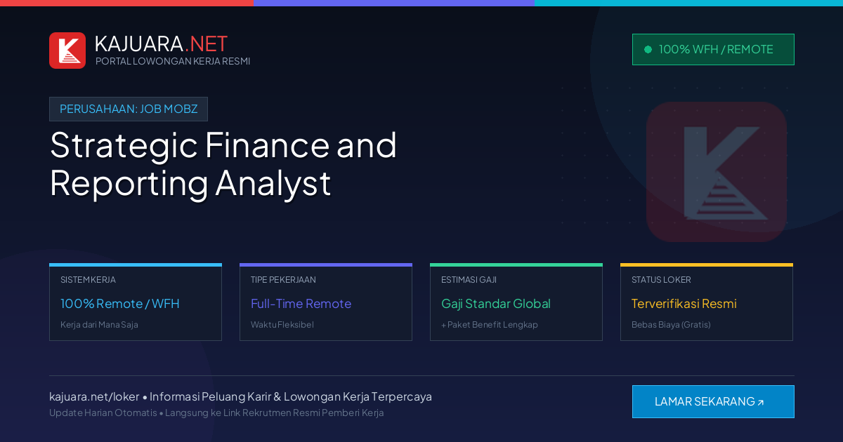[100% Remote] Strategic Finance and Reporting Analyst at Job Mobz – Hiring Now
