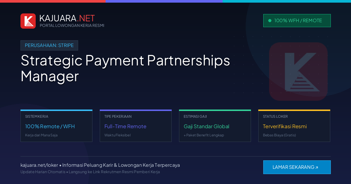 [100% Remote] Strategic Payment Partnerships Manager at Stripe – Hiring Now