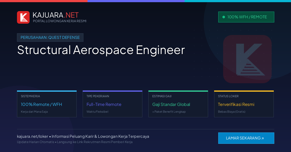 Lowongan Kerja Remote: Structural Aerospace Engineer di Quest Defense