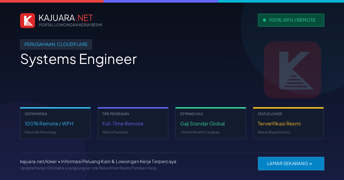 [Remote / WFH] Systems Engineer at Cloudflare – Immediate Opening