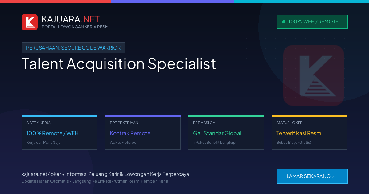 Lowongan Kerja Remote: Talent Acquisition Specialist di Secure Code Warrior