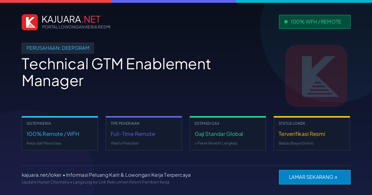 Lowongan Kerja Remote: Technical GTM Enablement Manager di Deepgram