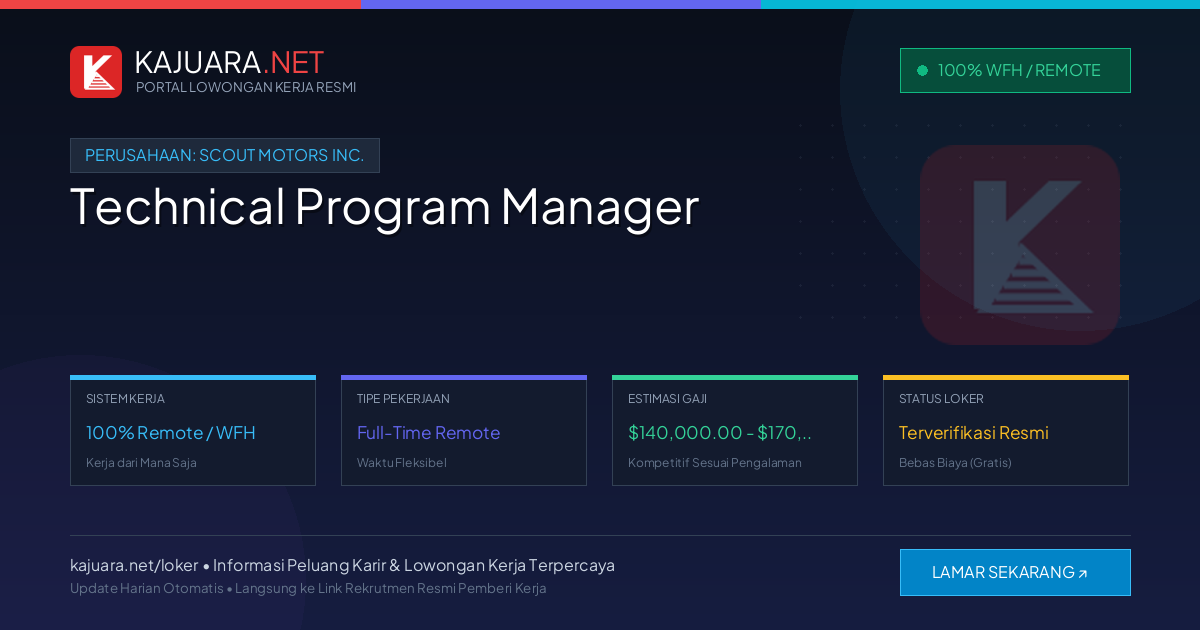 Lowongan Kerja Remote: Technical Program Manager di Scout Motors Inc.